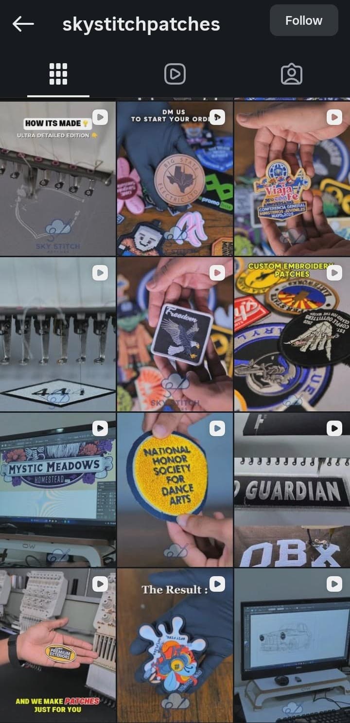 Sky Stitch Patches social media screenshot
